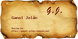 Gansl Jolán névjegykártya